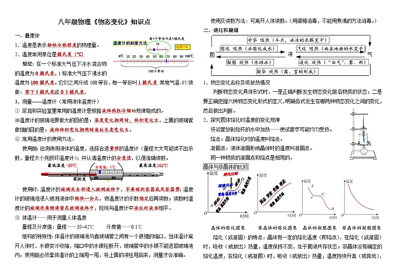 人教版八年级物理上册+第三单元物态变化+知识点精编填空第1页