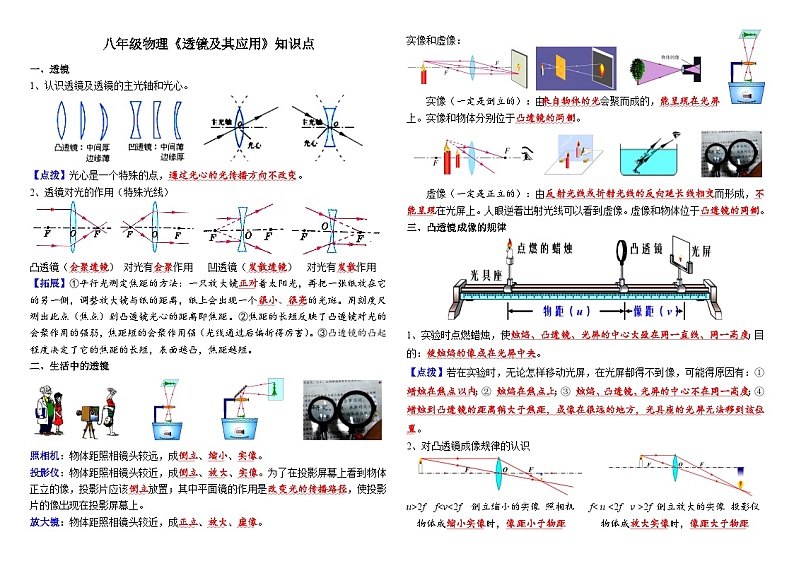人教版八年级物理上册+第五单元透镜及其应用+知识点精编填空第1页