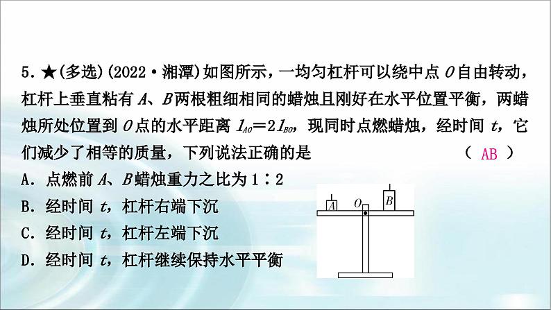 中考物理复习第12讲简单机械第1课时杠杆作业课件第6页