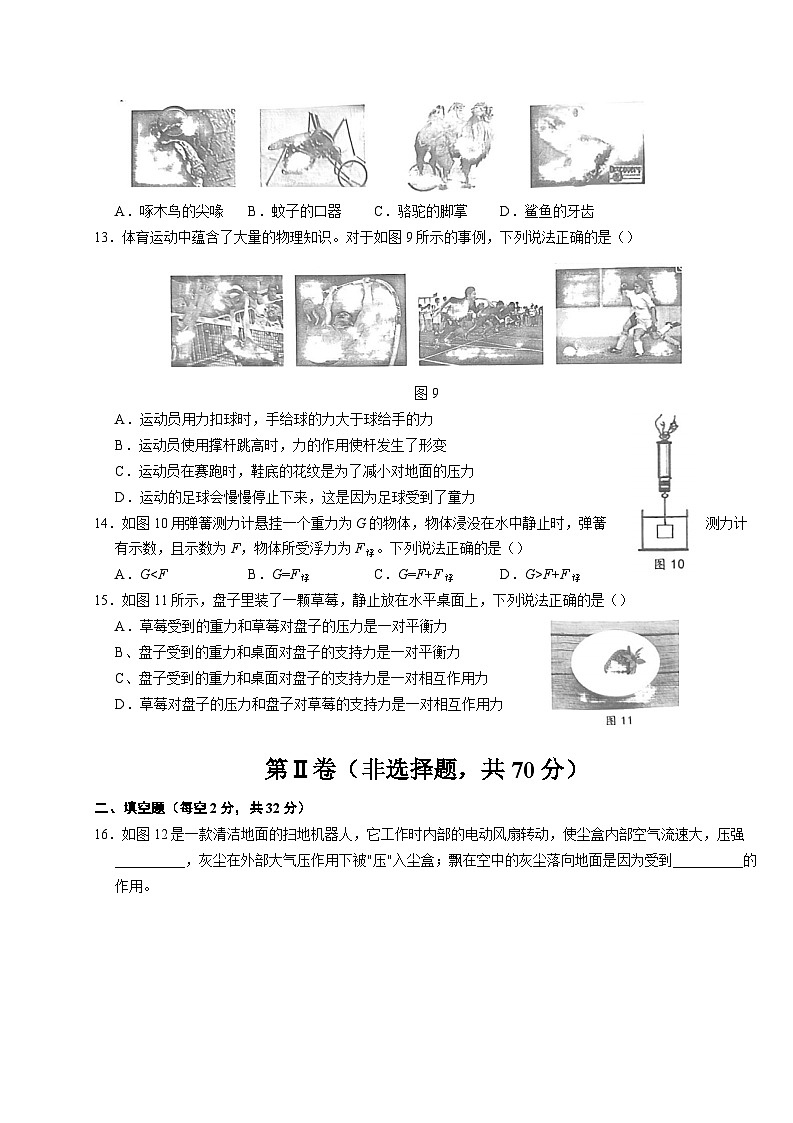 四川省成都天府新区2022-2023学年下学期八年级期末物理试卷（含答案）第3页