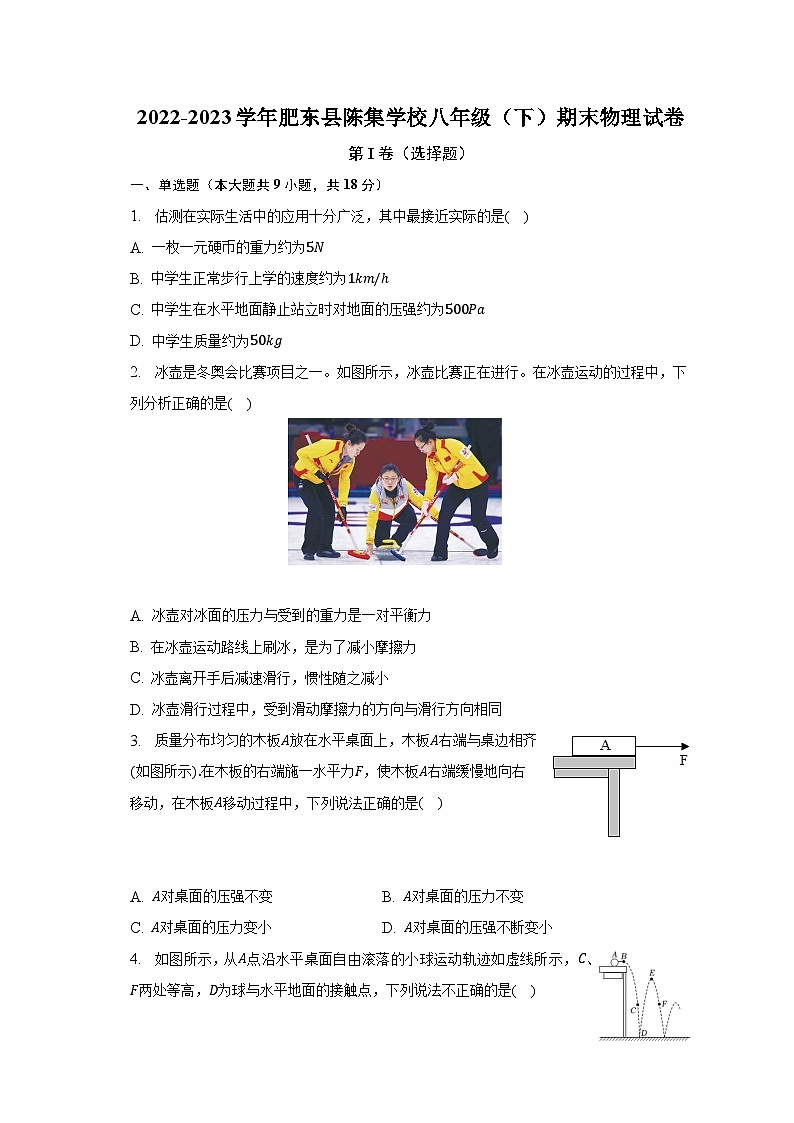 安徽省合肥市肥东县陈集学校2022-2023学年八年级下学期期末物理试卷（含答案）第1页