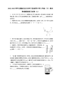 安徽省安庆市怀宁县独秀中学2022-2023学年八年级下学期期末物理模拟练习试卷（含答案）