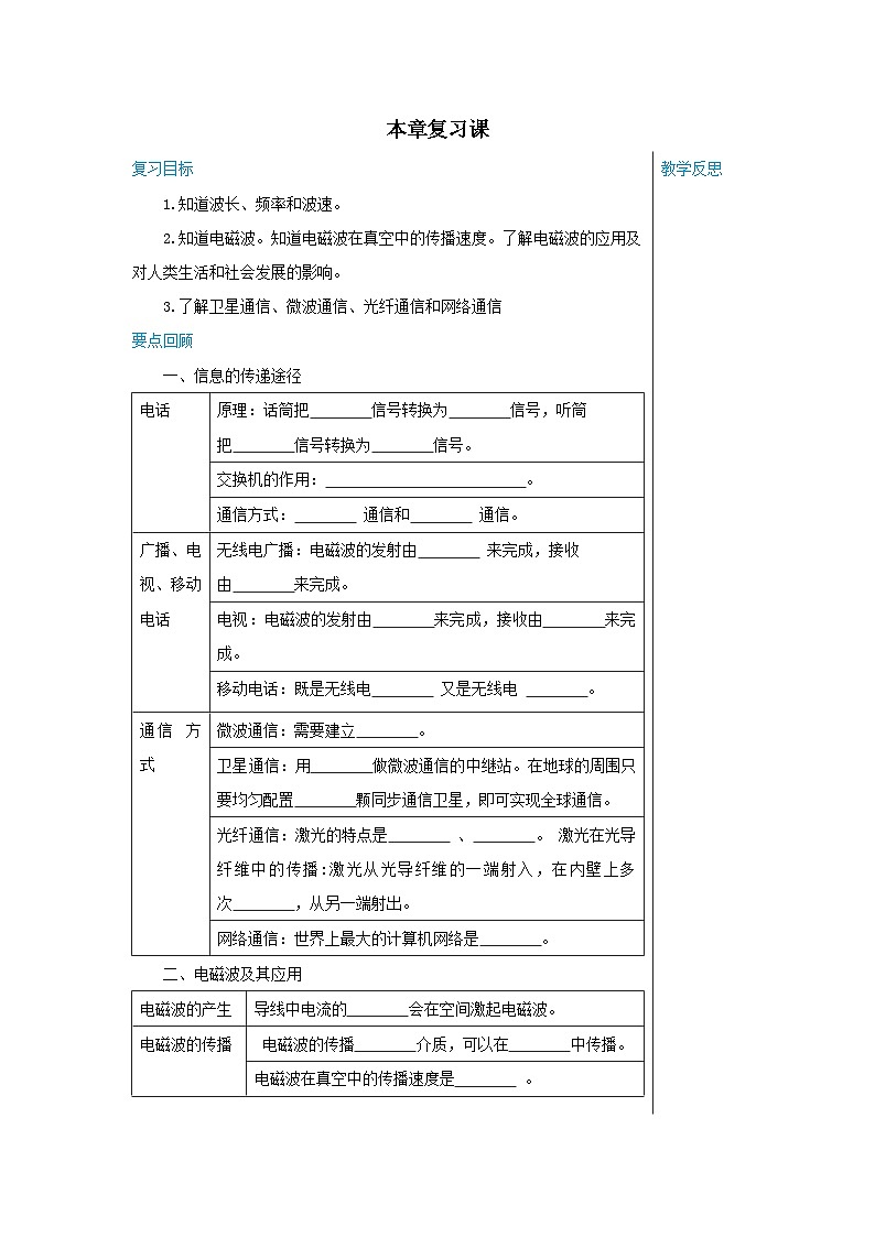 人教版物理九年级下册 第21章 信息的传递（单元测试含答案）01