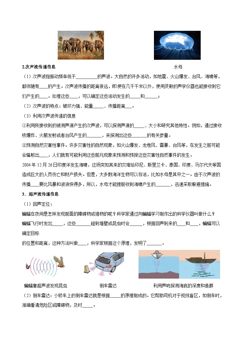 人教物理八上 2.3 声的利用 导学案 原卷+解析卷02