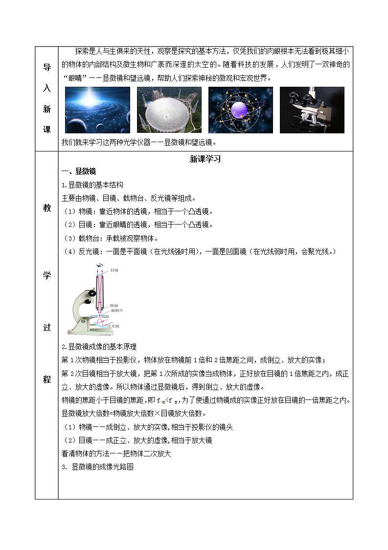 人教物理八上 5.5 显微镜和望远镜 课件+教案+导学案+练习+素材02