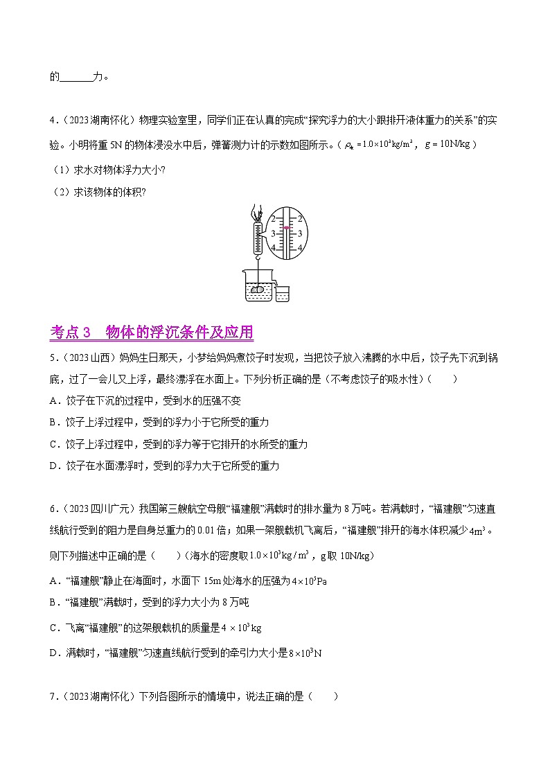 专题09 浮力及其应用-2023年中考物理真题分类汇编（全国版）（试卷）第2页