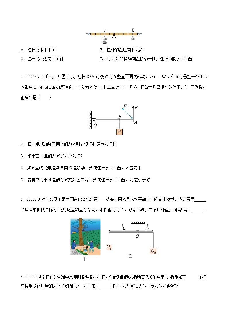 2023年中考物理真题分类汇编-专题10 简单机械02