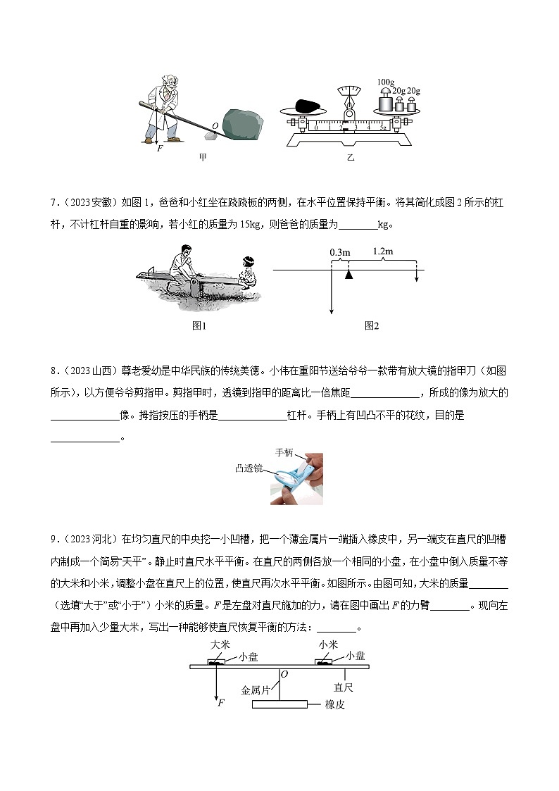 2023年中考物理真题分类汇编-专题10 简单机械03