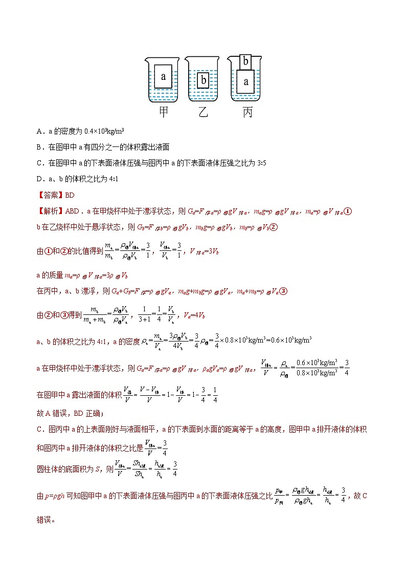 专项二 压强、浮力综合-2023年中考物理真题分类汇编（全国版）（答案解析）第3页