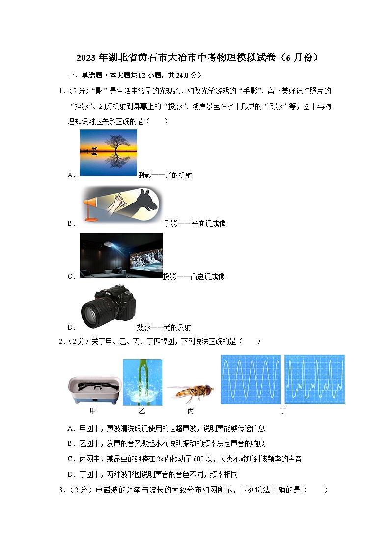 2023年湖北省黄石市大冶市中考物理模拟试卷（6月份）01