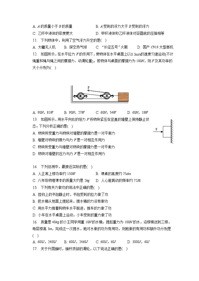 山东省临沂市沂水县2022-2023学年八年级下学期期末物理试卷（含答案）第3页