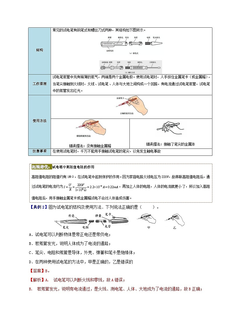 【同步讲义】人教版物理九年级全一册-课时19.1 家庭电路 讲义03