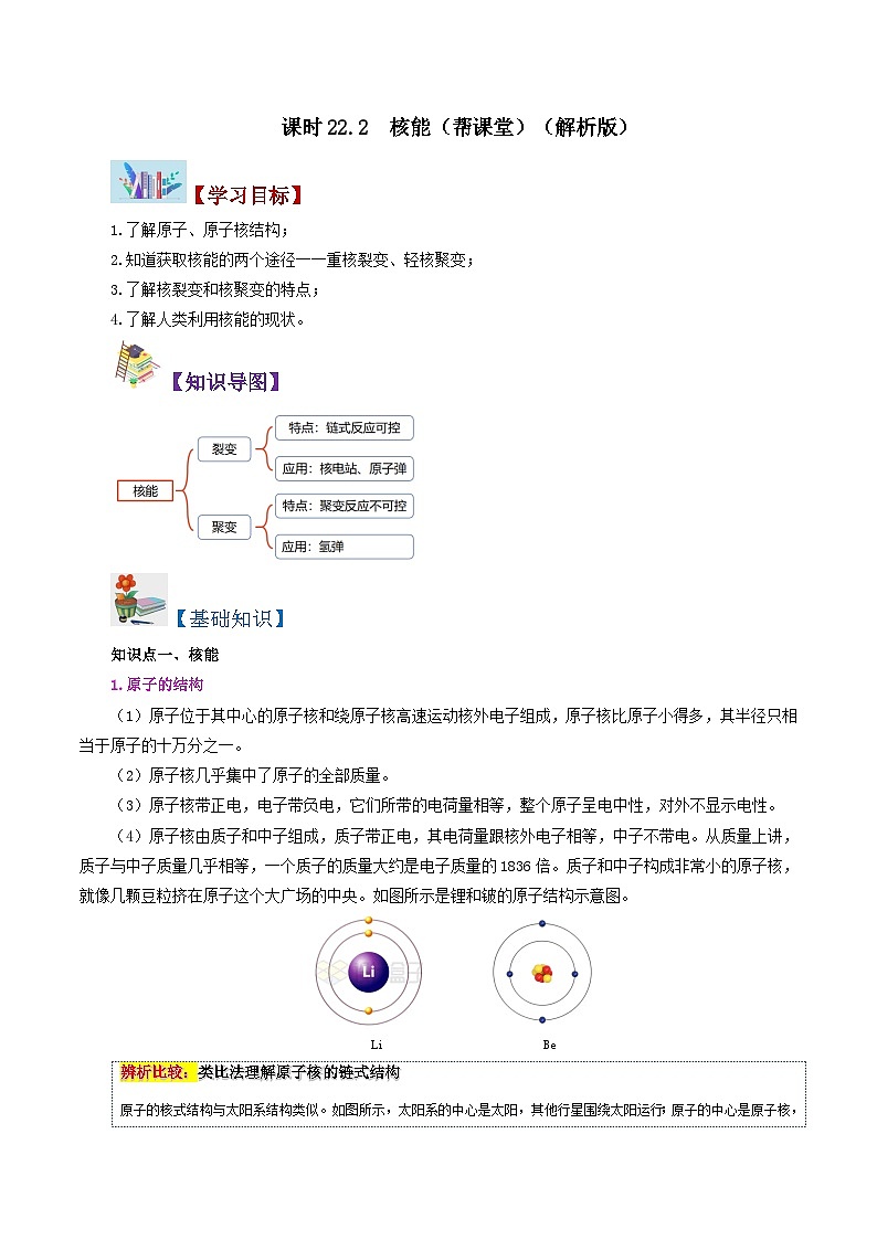 【同步讲义】人教版物理九年级全一册-课时22.2 核能 讲义01
