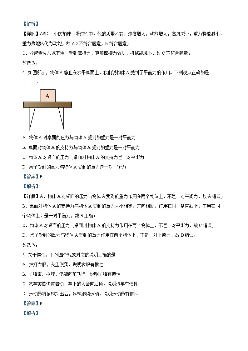 辽宁省大连市“名校联盟”2022-2023学年八年级下学期期末模拟物理试题（一）（解析版）02