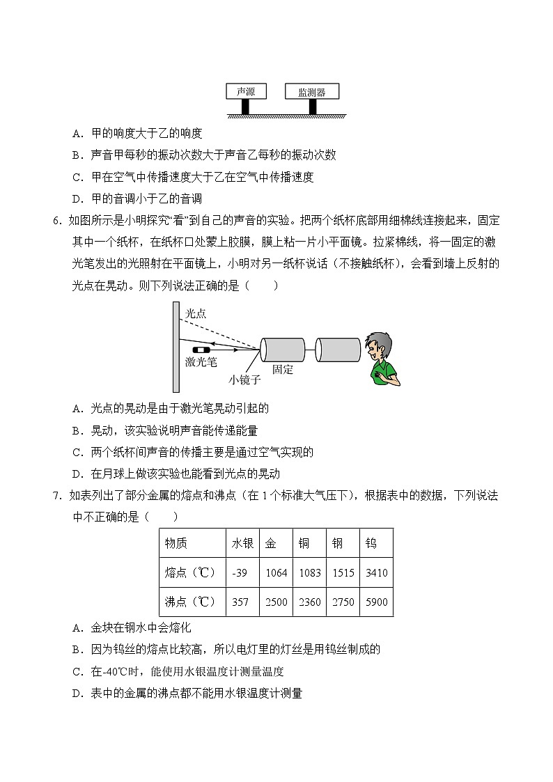 物理人教版8年级上册期中测试AB卷·B培优测试03