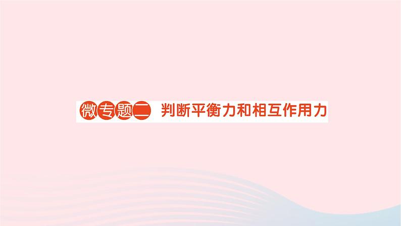 2023八年级物理下册第七章力与运动微专题二判断平衡力和相互作用力作业课件新版沪科版第1页