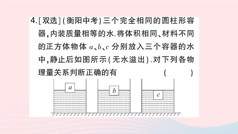 2023八年级物理下册第九章浮力专题五浮力的综合判断作业课件新版沪科版05