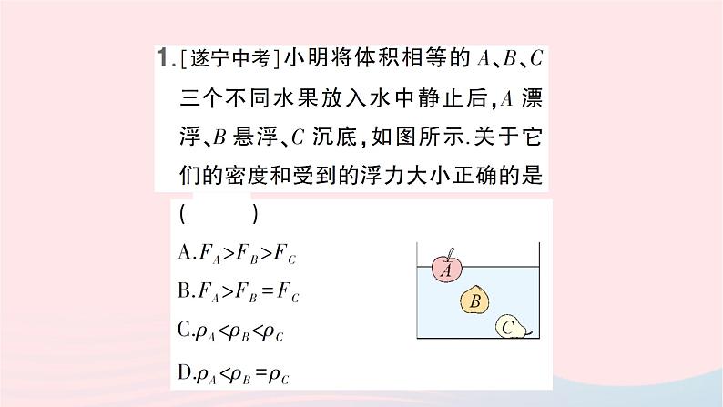 2023八年级物理下册第九章浮力微专题四物体浮沉的相关判断作业课件新版沪科版02