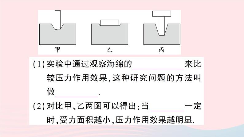 2023八年级物理下册第八章压强第一节压力的作用效果第一课时压力压强作业课件新版沪科版06