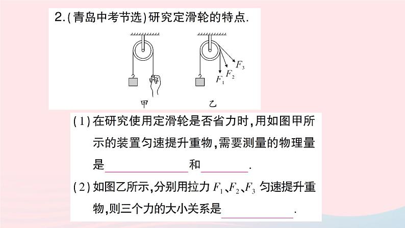 2023八年级物理下册第十章机械与人第二节滑轮及其应用第一课时定滑轮和动滑轮作业课件新版沪科版第3页