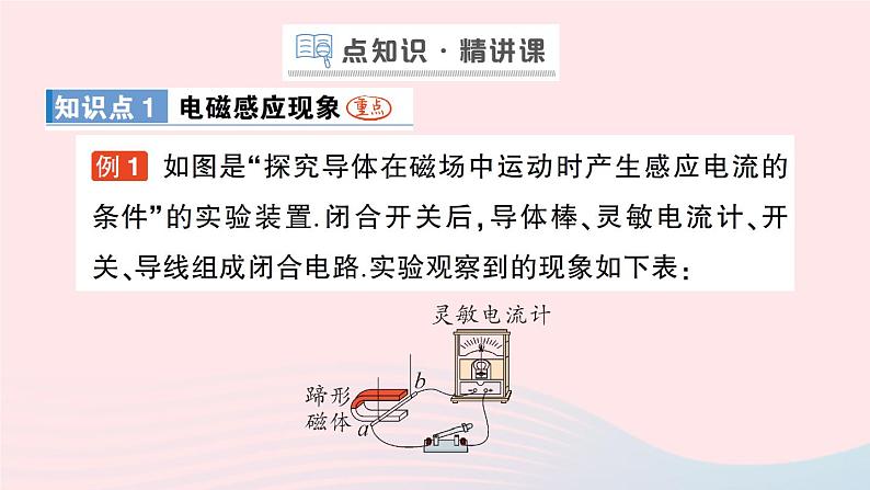 2023九年级物理全册第十四章磁现象第七节学生实验：探究__产生感应电流的条件作业课件新版北师大版02