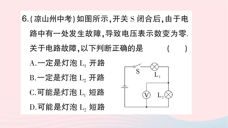 2023九年级物理全册第十五章探究电路专题七电路故障分析作业课件新版沪科版第7页