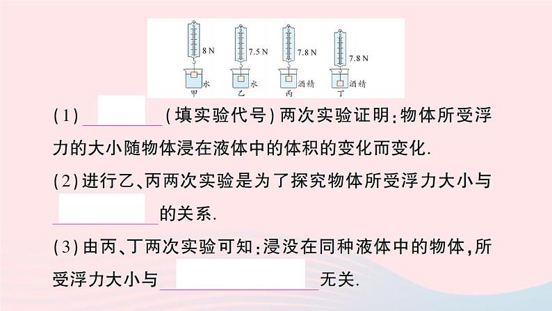 2023八年级物理下册第十章流体的力现象第3节科学探究：浮力的大小作业课件新版教科版03