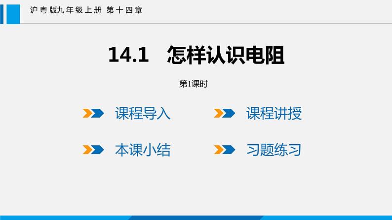 14.1 怎样认识电阻 第1课时课件 -2023-2024学年沪粤版物理九年级上册01