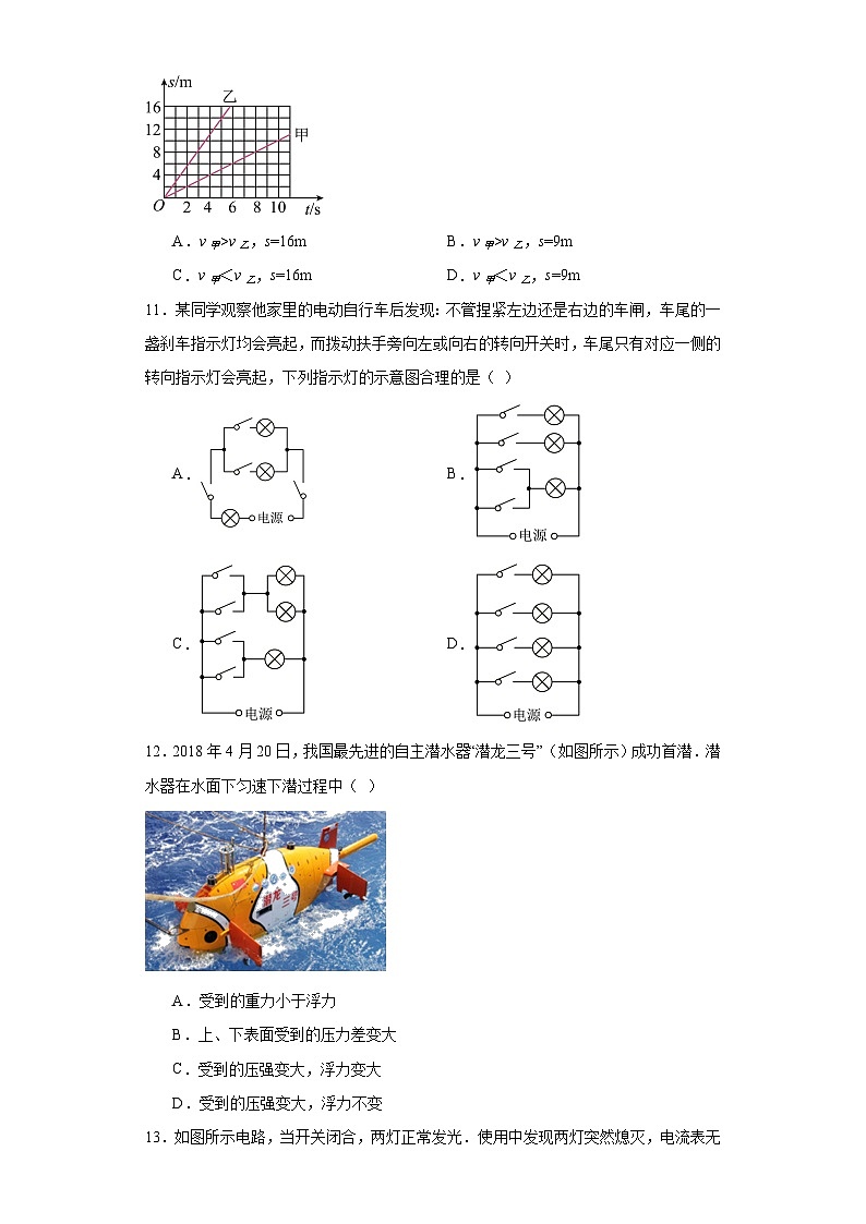 2021年湖南省株洲市天元区中考适应性训练物理试题（含解析）03