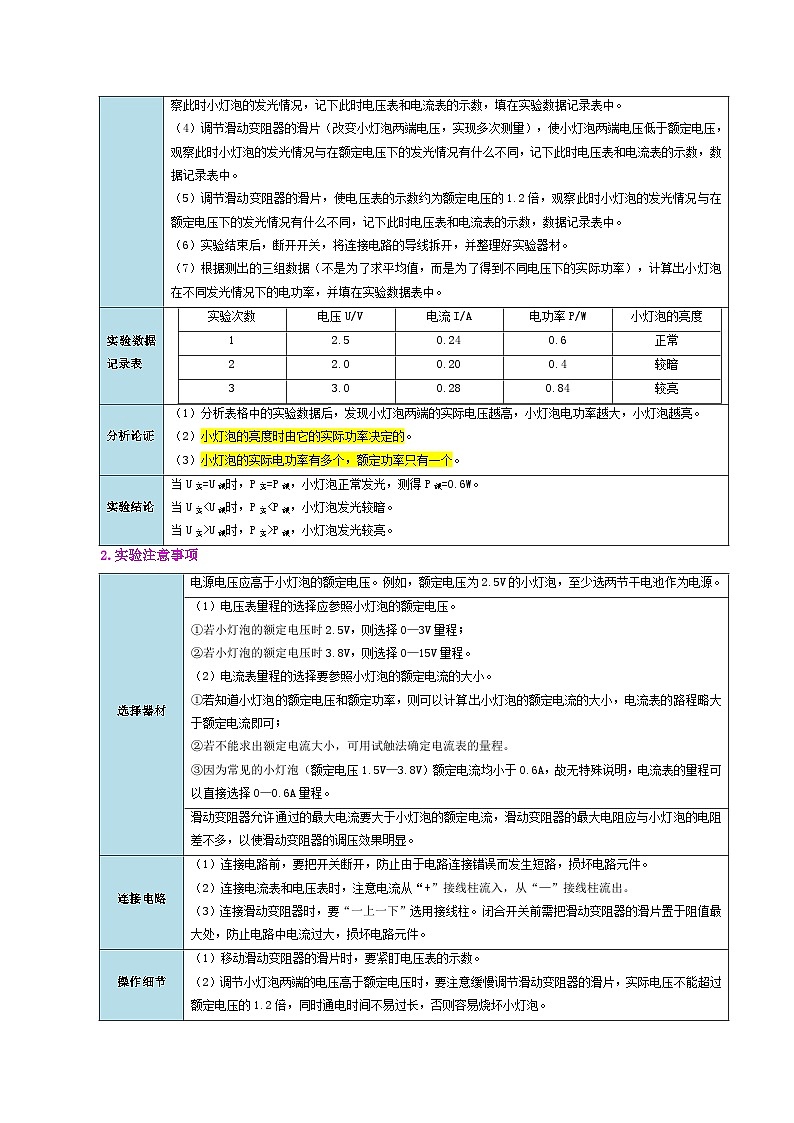 18.3 测量小灯泡的电功率-九年级物理全册同步精品讲义+试卷（人教版）02