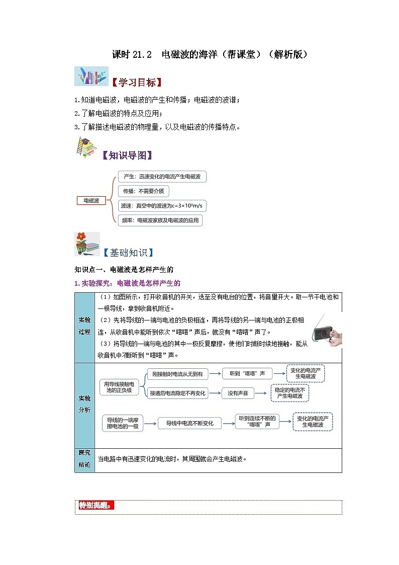 21.2 电磁波的海洋-九年级物理全册同步精品讲义+试卷（人教版）01