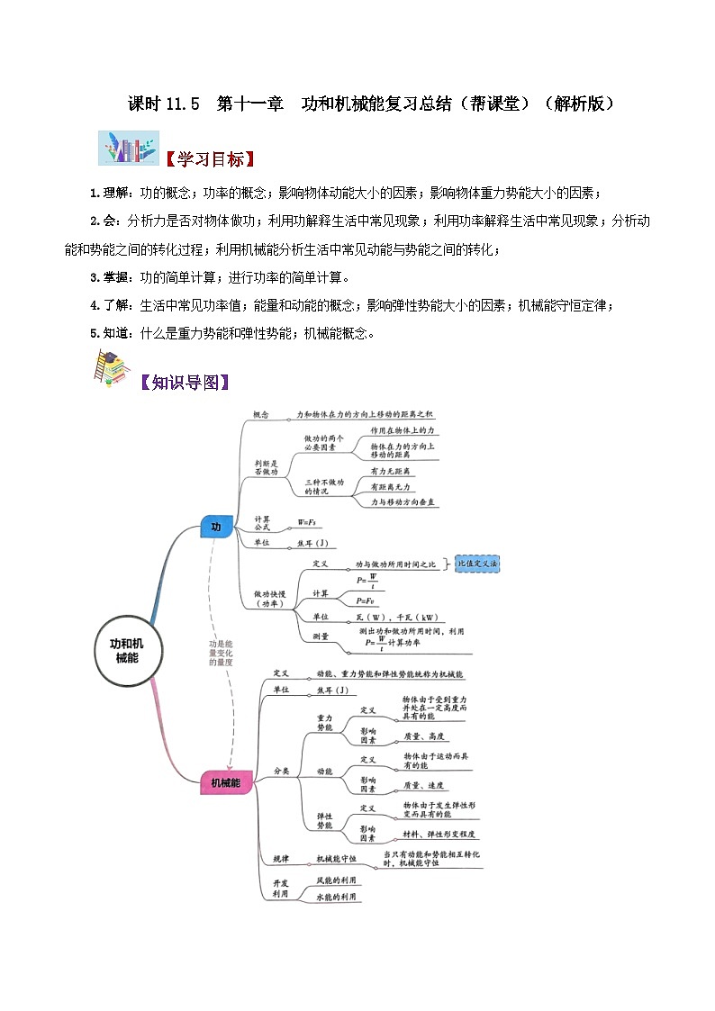 11.4 第十一章 功和机械能（复习总结）（教师版）-八年级物理下册同步精品讲义（人教版）第1页