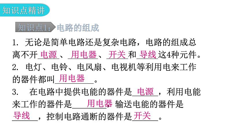 粤教沪科版九年级物理上册第十三章探究简单的电路13-2电路的组成和连接方式第1课时电路的组成教学课件第5页