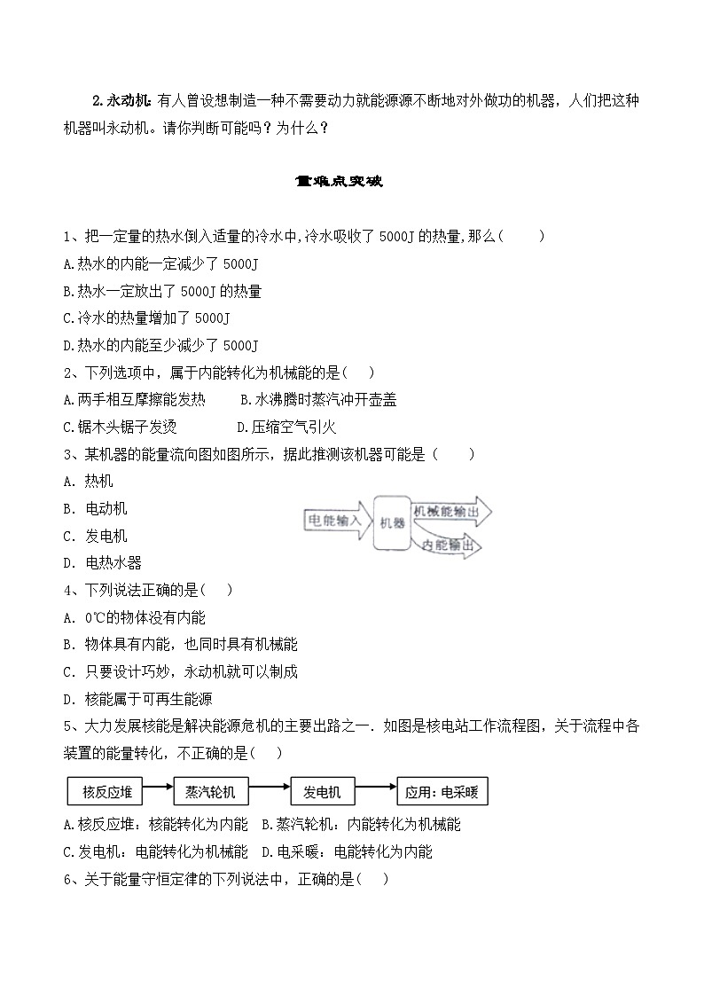 14.3能量的转化与守恒-【课堂笔记】2023-2024学年九年级物理全一册教材解读与重难点突破（人教版） 学案02