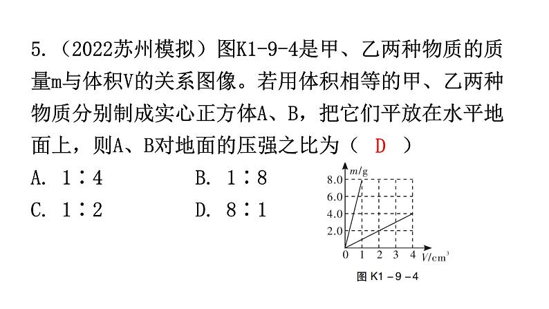 人教版中考物理复习第九章压强第一课时压力和压强课件06