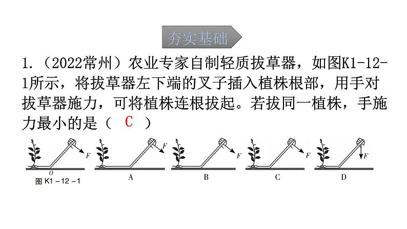 人教版中考物理复习第十二章简单机械第一课时杠杆和滑轮课件02