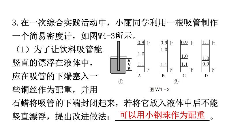 人教版中考物理复习微专题4浮力法测密度课件第7页