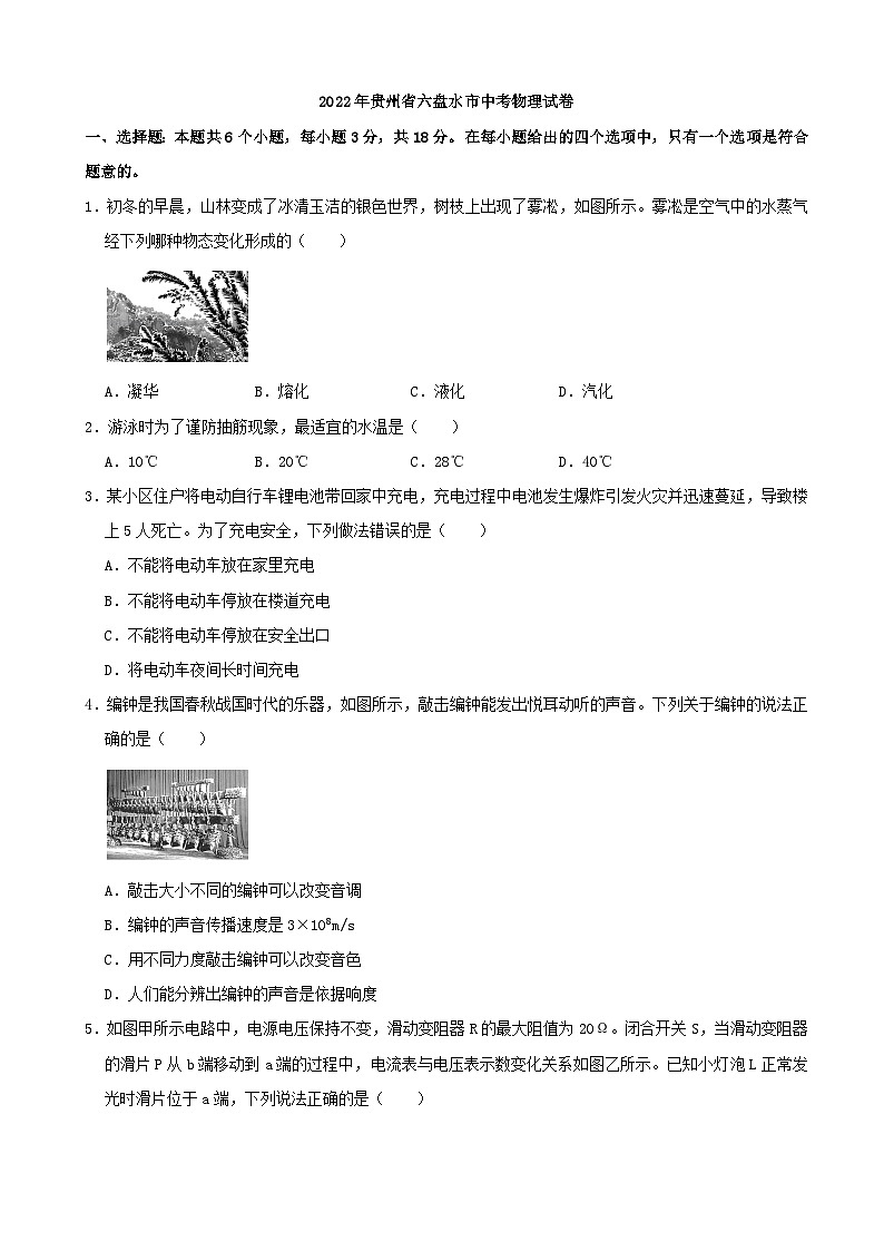 2022年贵州省六盘水市中考物理真题01