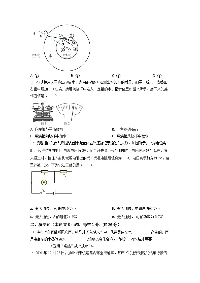 2022年江苏省扬州市中考物理真题（原卷版）03