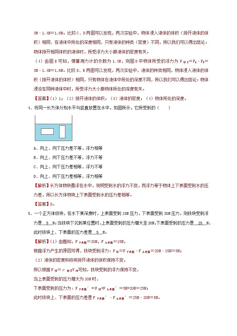 中考物理一轮复习知识点梳理分层训练第10章 浮力（含解析）第3页