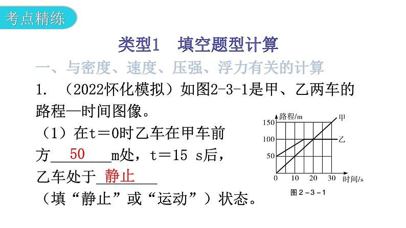 沪科版中考物理复习专题三计算专题类型1填空题型计算教学课件04