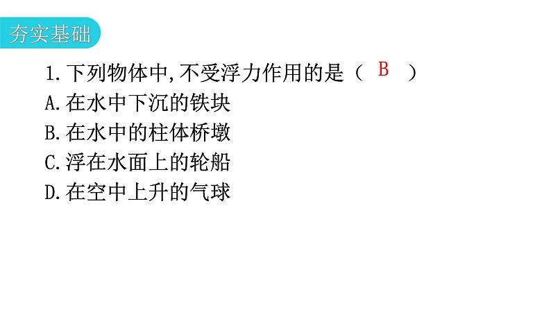 沪科版中考物理复习第九章浮力与升力第一课时浮力阿基米德原理分层训练课件03