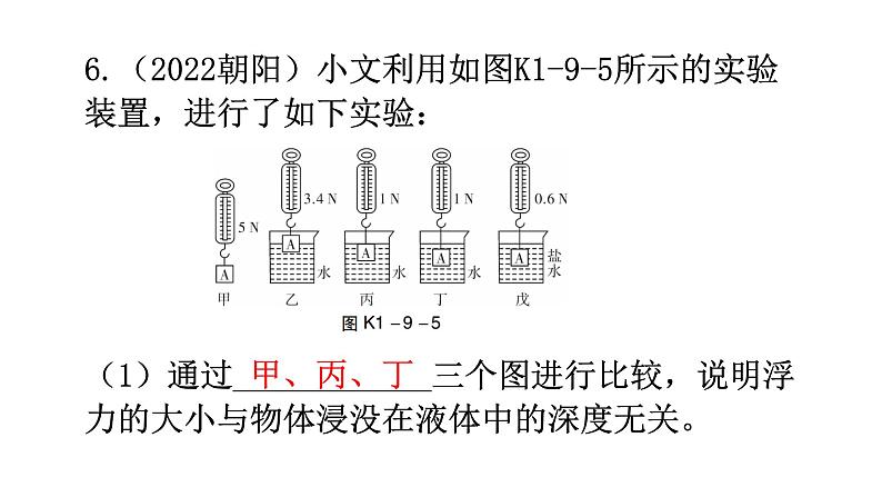 沪科版中考物理复习第九章浮力与升力第一课时浮力阿基米德原理分层训练课件08