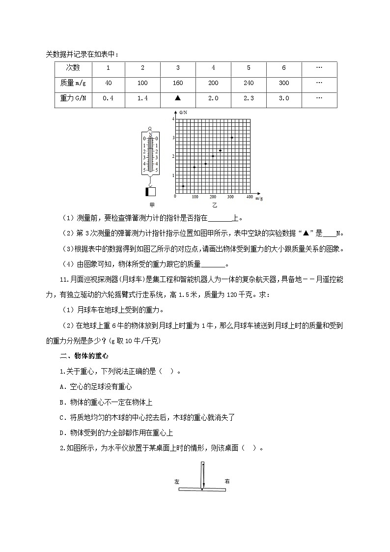 课时7.3  重力（备作业）八年级物理下册同步备课系列（人教版）03