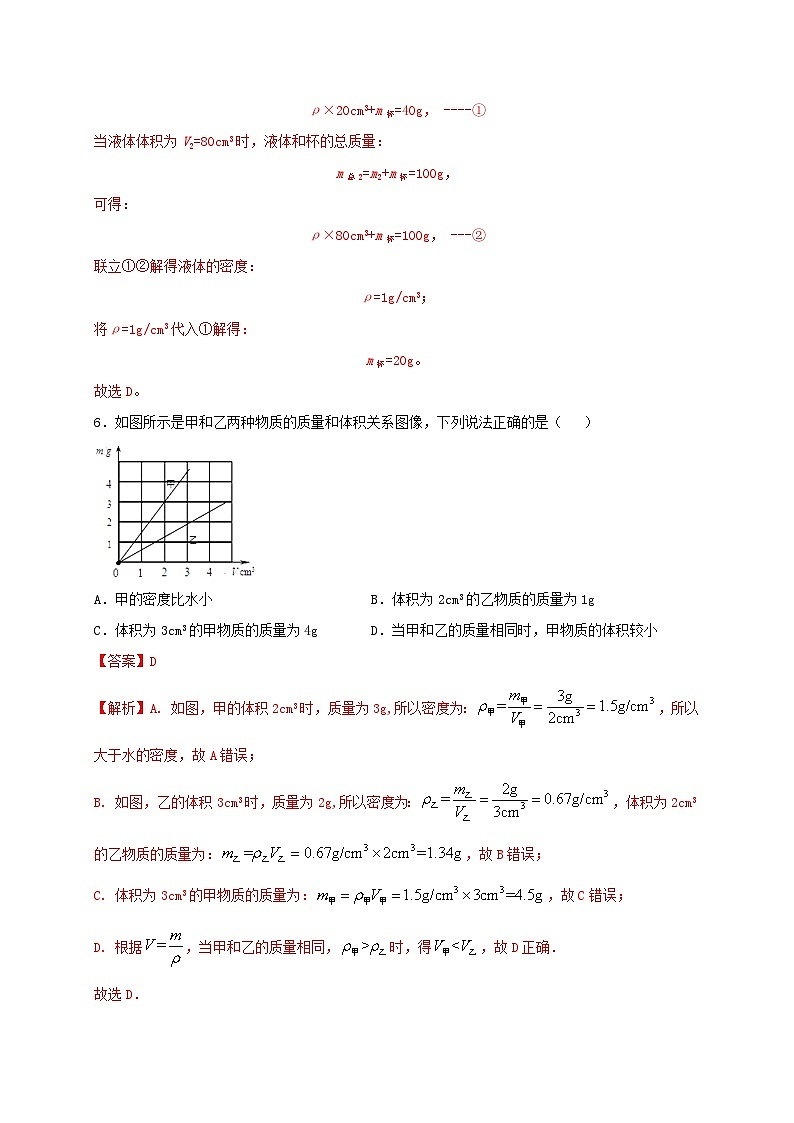 6.3 物体的密度 同步练习 （备作业）（解析版）第3页