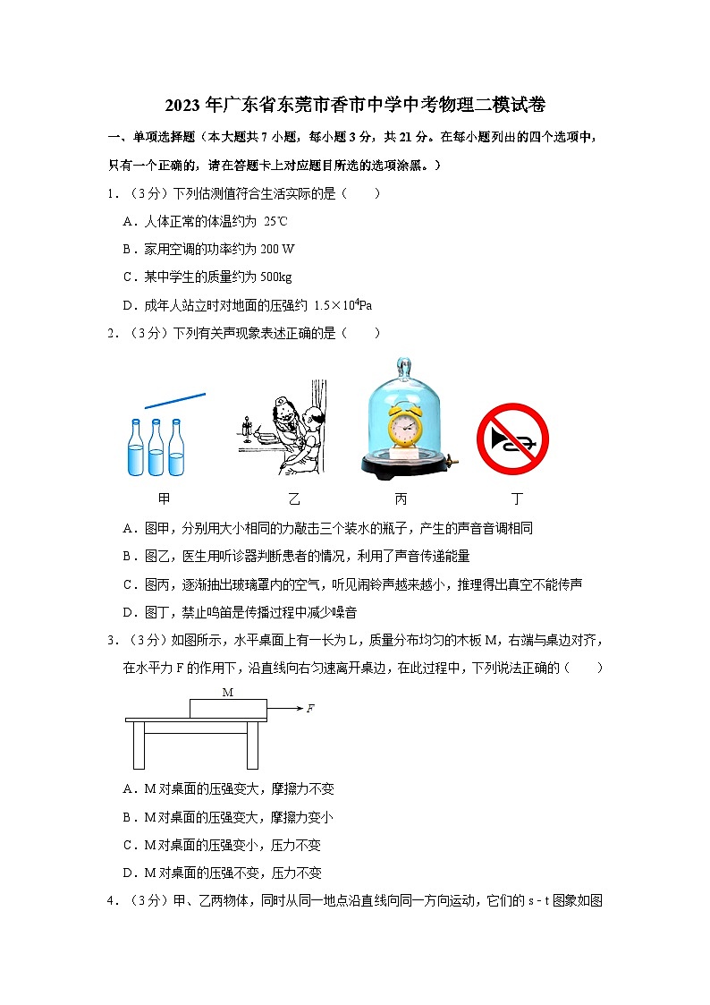 2023年广东省东莞市香市中学中考物理二模试卷（含解析）01