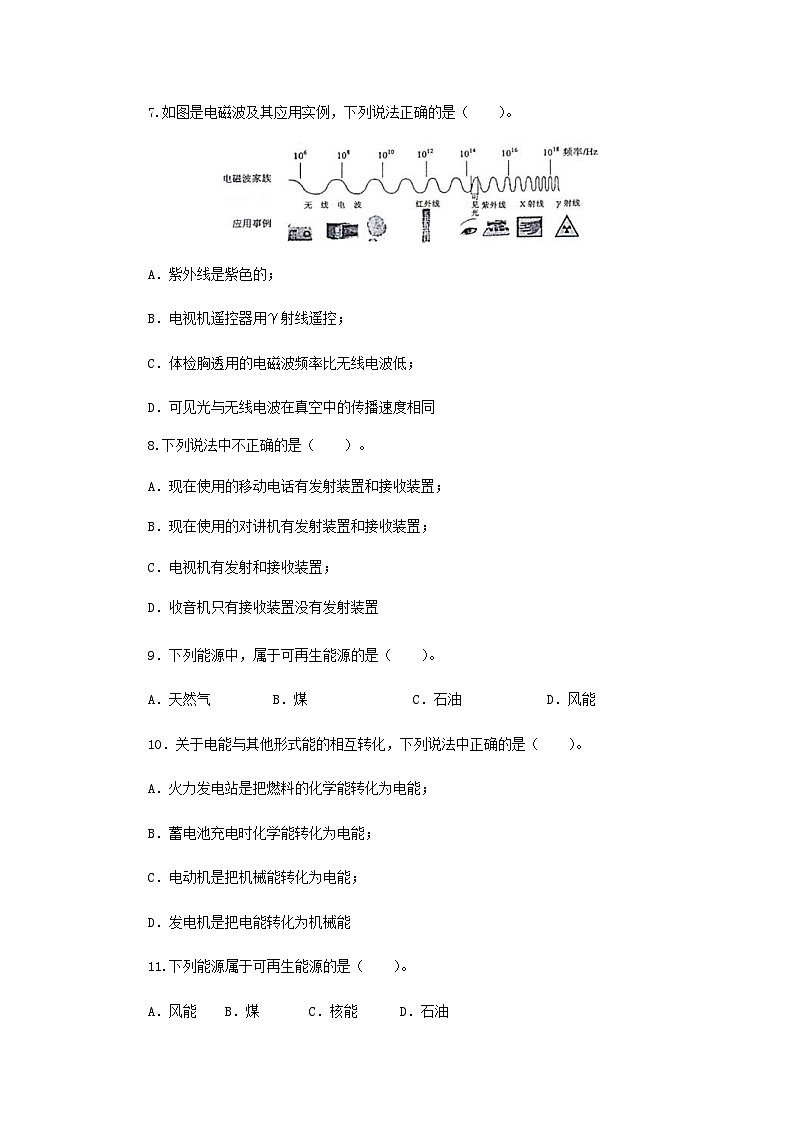 (辅导班专用)九年级物理寒假讲义 专题21  信息传递与能源（跟踪练习）（含解析）02