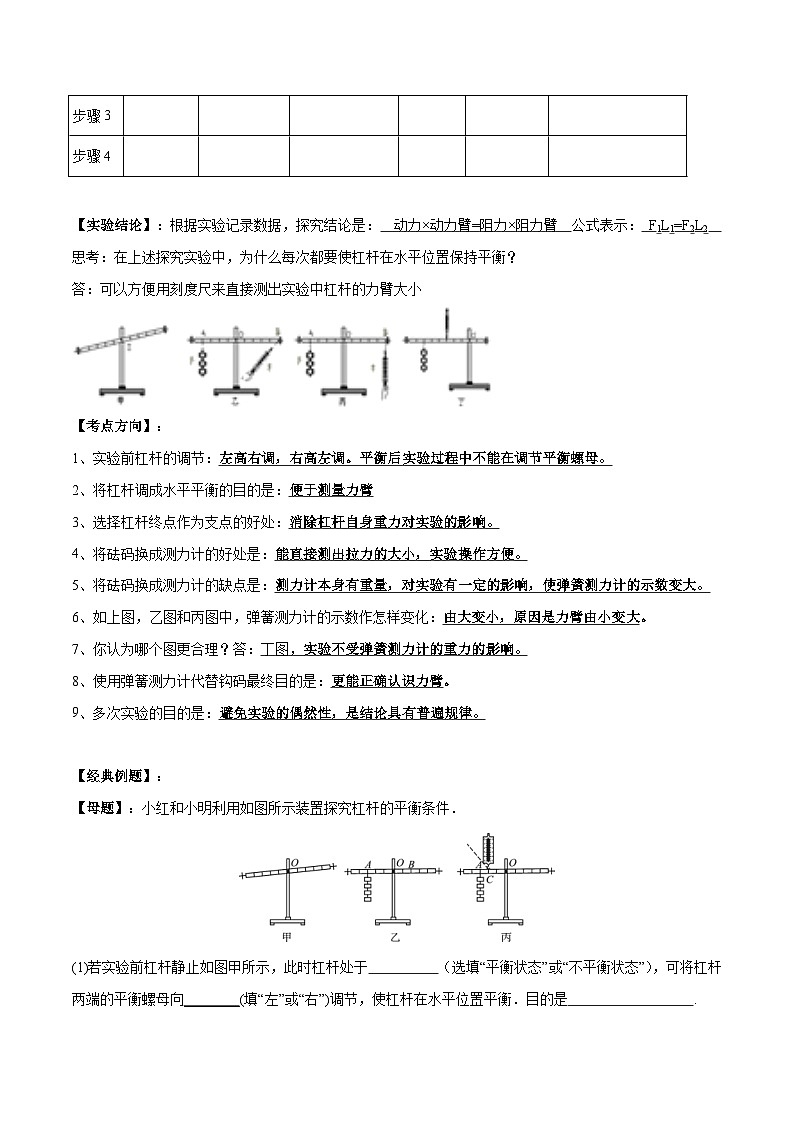 中考物理二轮复习实验专项练习实验15 探究杠杆平衡条件的实验（含解析）02