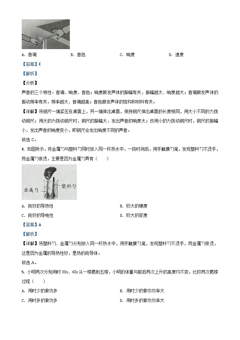 2020年江苏省淮安市中考物理试题（含解析）02