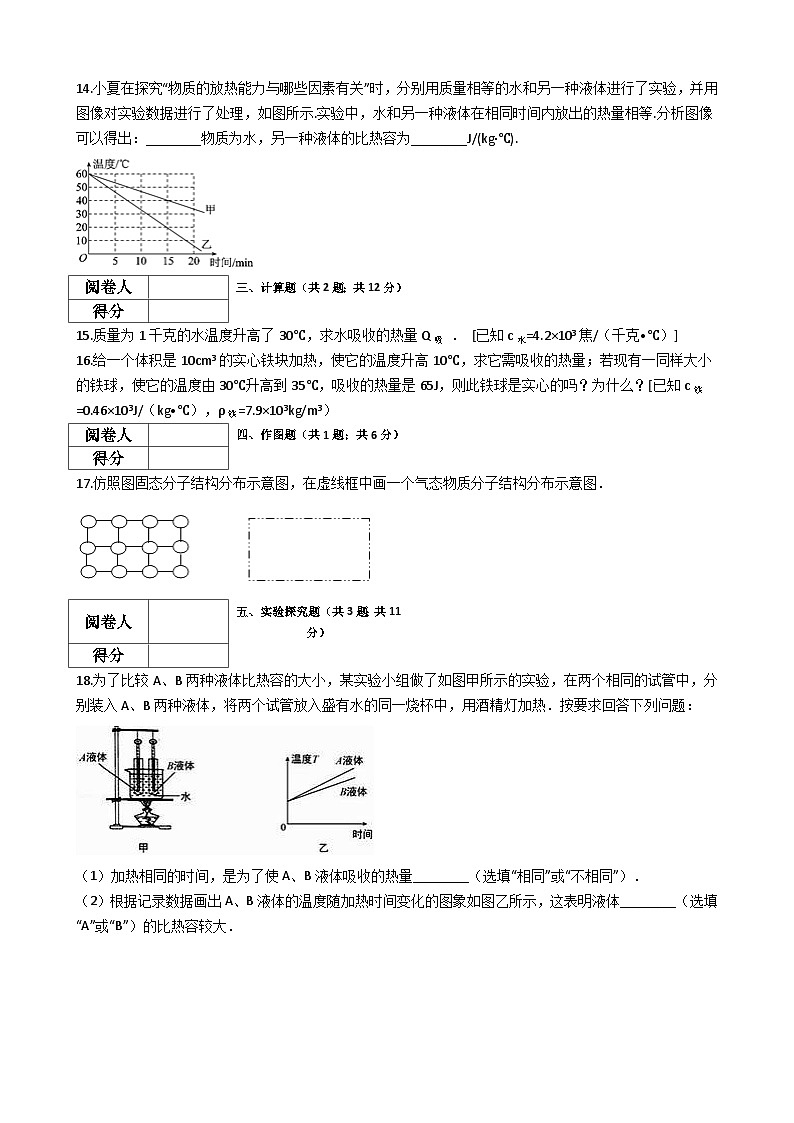 中考物理一轮复习：第13章内能检测题（含解析）03